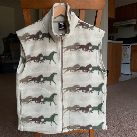 Polartec Jackets & Blazers - Vintage Fleece Polartec Horse Pattern Vest Small S